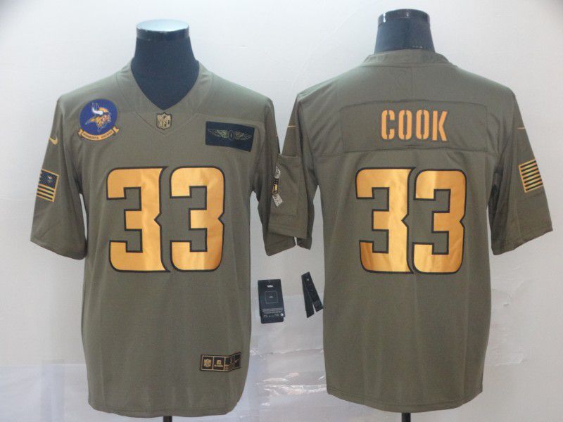 Men Minnesota Vikings #33 Cook green Gold Nike Olive Salute To Service Limited NFL Jersey